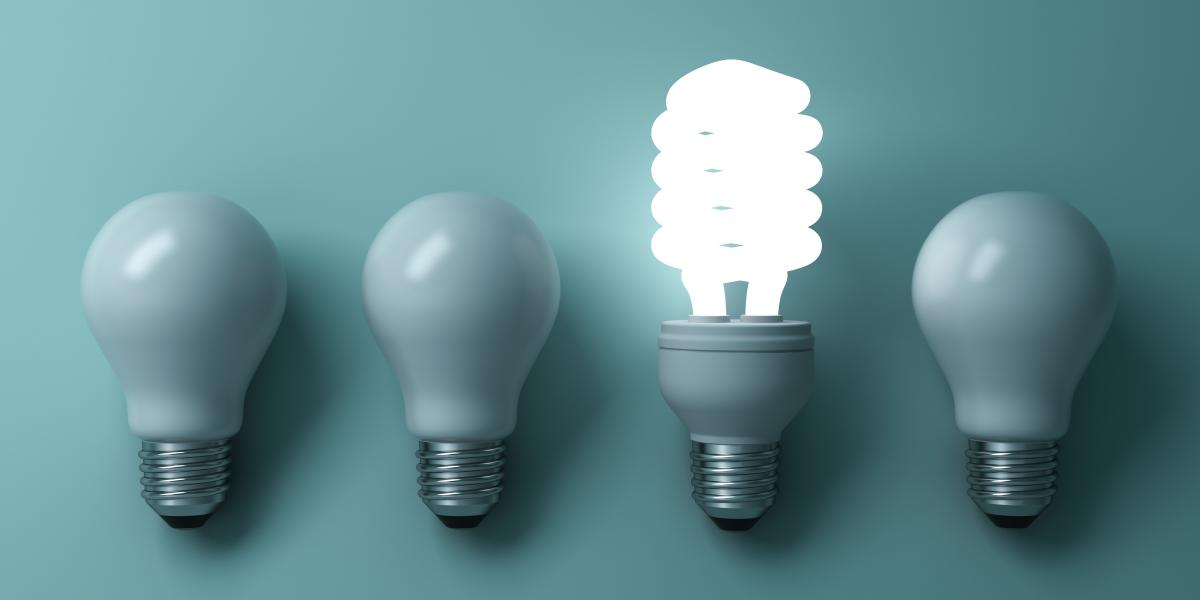 Four lightbulbs in a row
